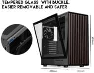 DIYPC DIY-ATX08-Wood Black USB3.0 /Type C ATX Mid Tower - Carcasa para computadora de juegos con panel lateral de vidrio templado y panel frontal de madera de nogal - Imagen 2