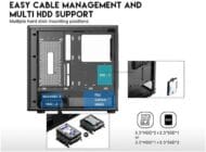 DIYPC DIY-ATX08-Wood Black USB3.0 /Type C ATX Mid Tower - Carcasa para computadora de juegos con panel lateral de vidrio templado y panel frontal de madera de nogal - Imagen 6
