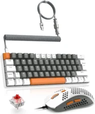 Teclado retroiluminado RGB mecánico gris y mouse 6400 DPI y cable de teclado personalizado para jugadores