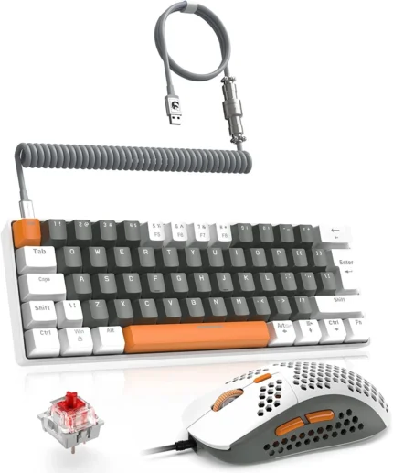 Teclado retroiluminado RGB mecánico gris y mouse 6400 DPI y cable de teclado personalizado para jugadores