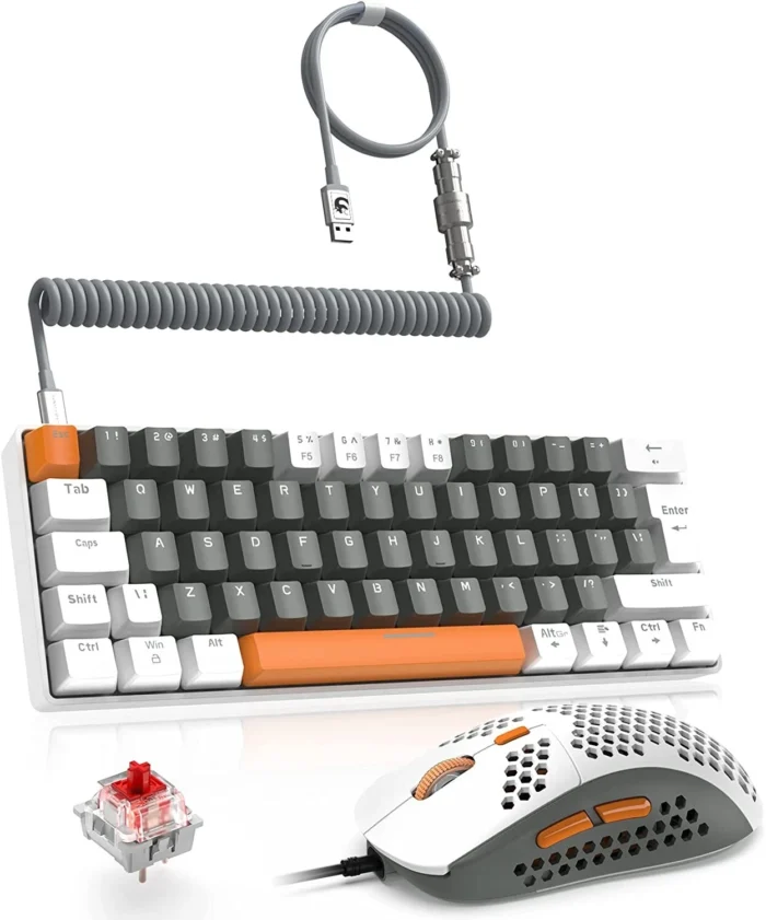 s-l1600 (22) Teclado retroiluminado RGB mecánico gris y mouse 6400 DPI y cable de teclado personalizado para jugadores - Imagen 1