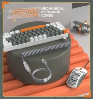 Teclado retroiluminado RGB mecánico gris y mouse 6400 DPI y cable de teclado personalizado para jugadores - Imagen 2
