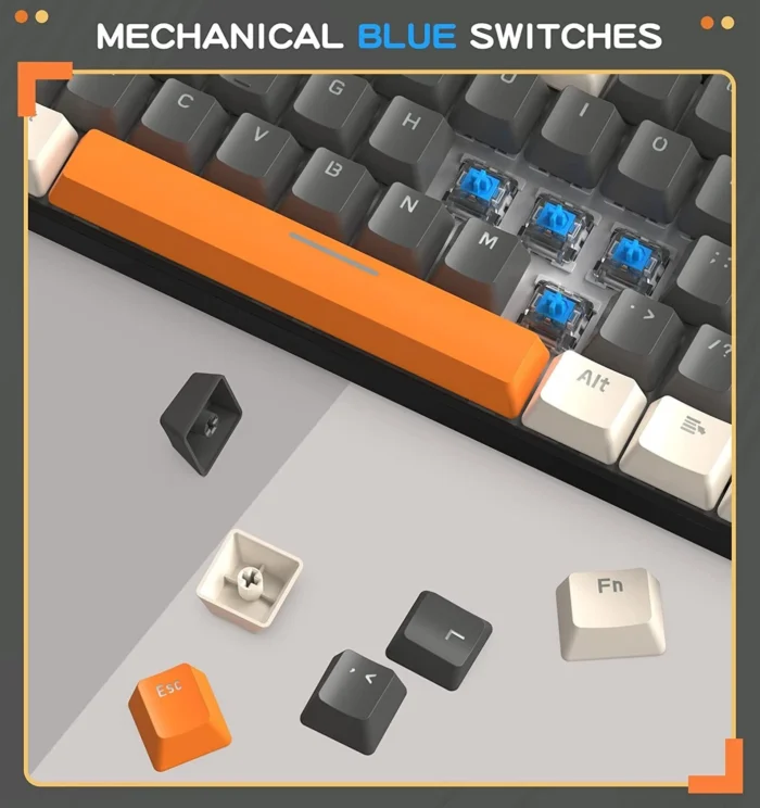 Teclado retroiluminado RGB mecánico gris y mouse 6400 DPI y cable de teclado personalizado para jugadores - Imagen 3