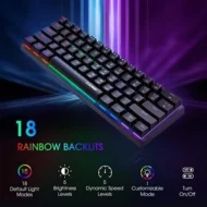 Teclado portátil para juegos mecánico, 60 % teclado para jugadores con cable - Imagen 2