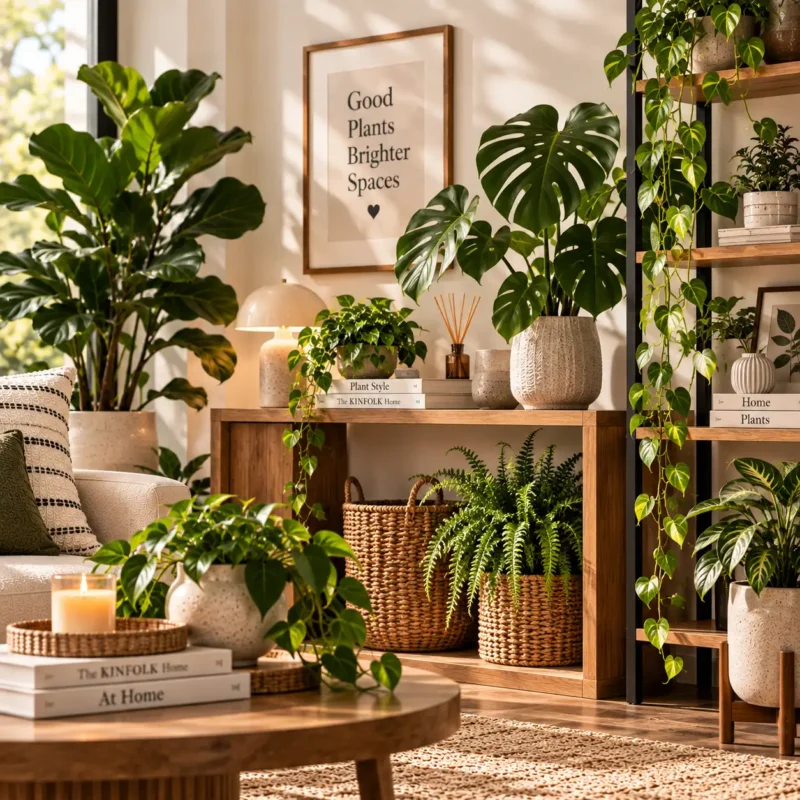plantas artificiales de distintos tipos para la decoración natural del hogar