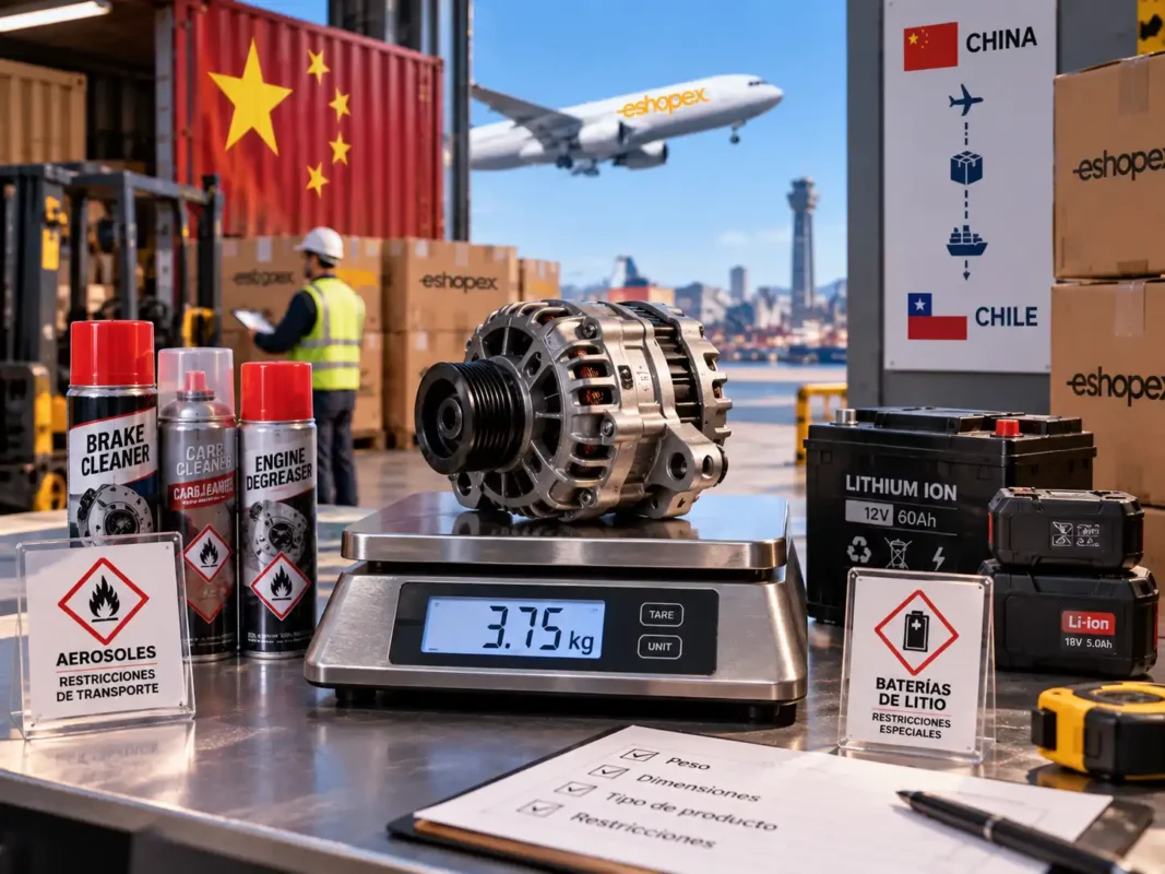 Control de peso, volumen y productos restringidos para envíos aéreos desde China