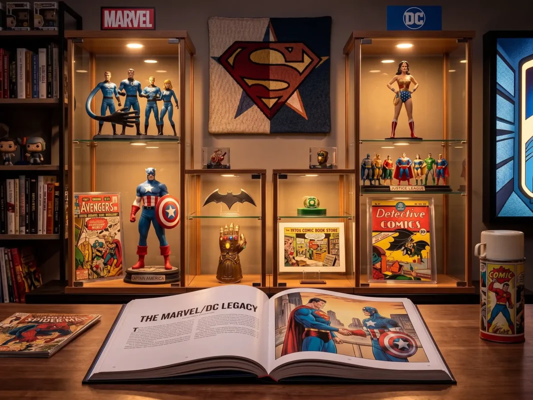 Figuras de colección y cómics clásicos de personajes de Marvel y DC