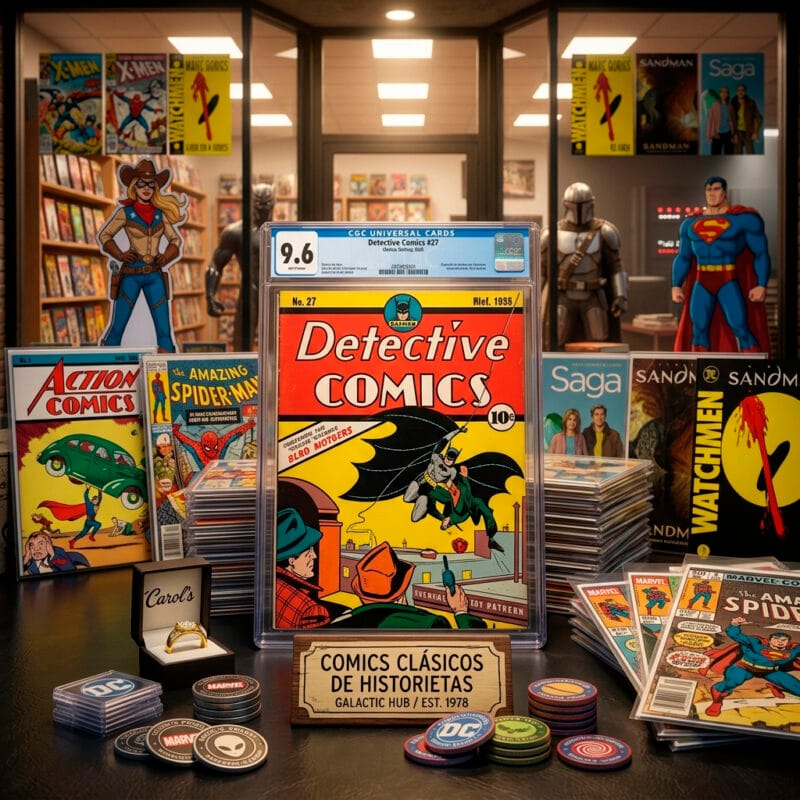 Cómics clásicos y back issues guardados en cajas coleccionables