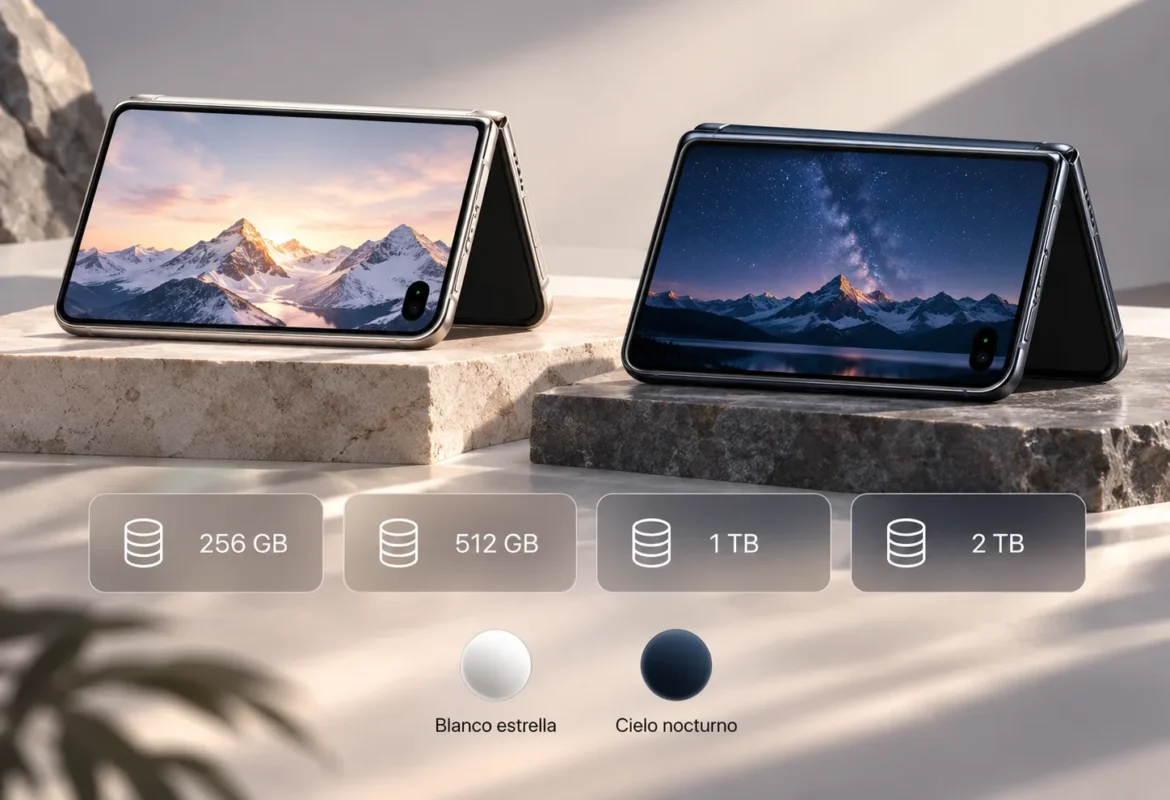 iPhone Duo en colores Blanco estrella y Cielo nocturno con opciones de almacenamiento