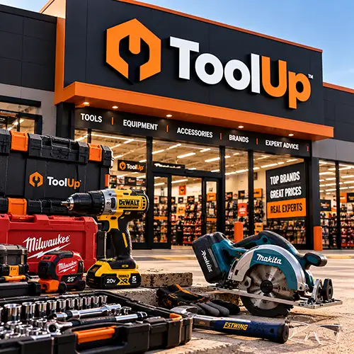 Logotipo de ToolUp para herramientas de carpintería y plomería