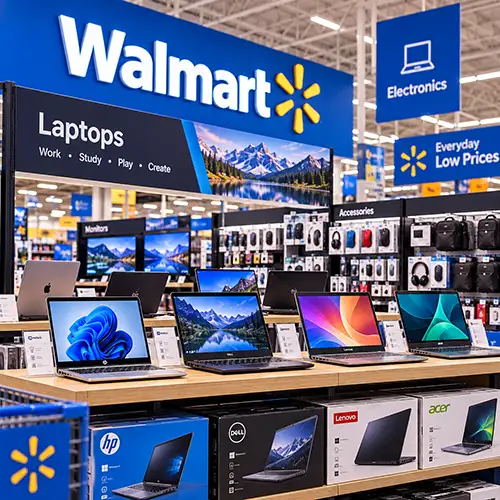 Sección de laptops y portátiles en Walmart USA