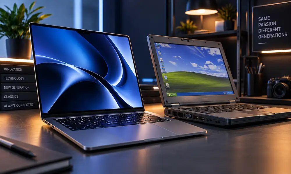 Comparación entre notebook de última generación y modelos anteriores
