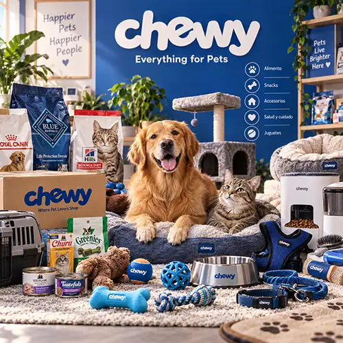 Tienda de accesorios y alimentos para mascotas Chewy USA