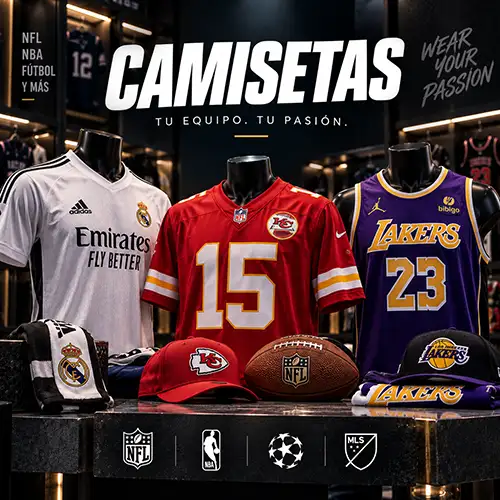 camisetas oficiales de los equipos más grandes en distintos deportes