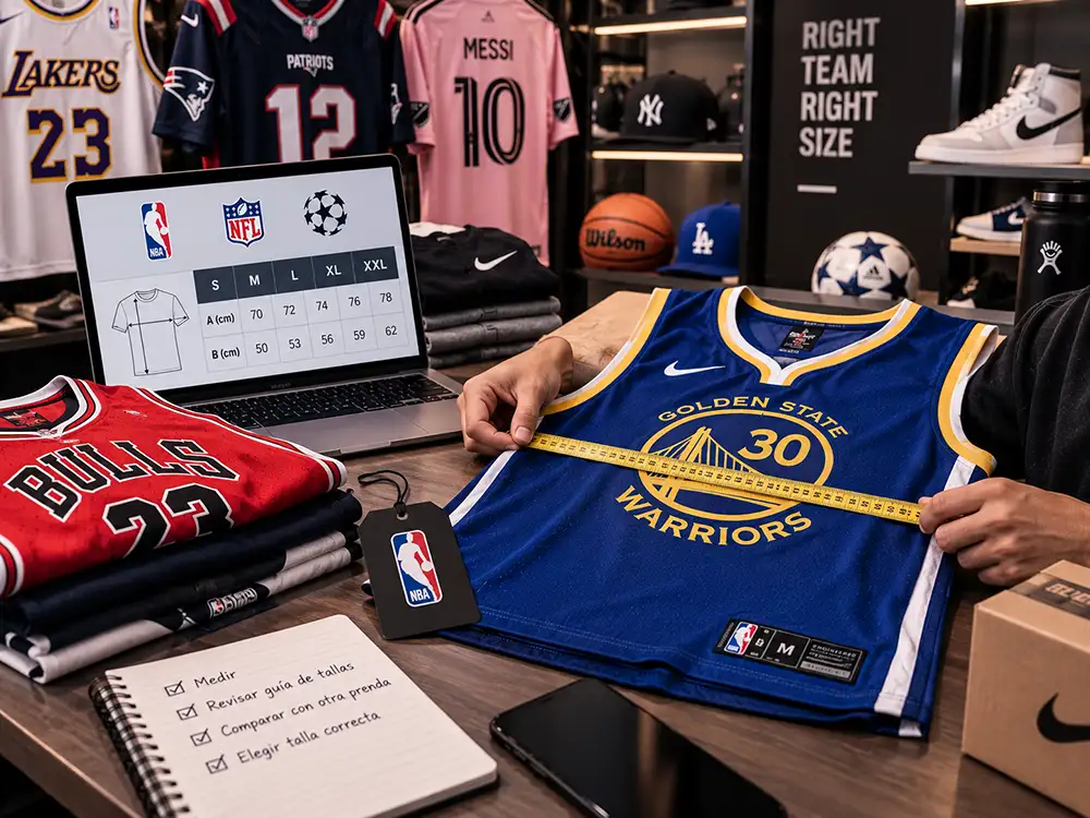 Medición y comparación de tallas de camiseta de básquetbol