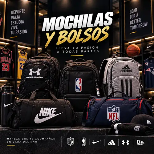 mochilas y bolsos deportivos Nike, NFL, Adidas
