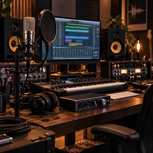 Consolas y equipamiento de estudio de grabación