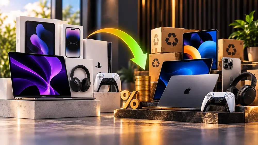 Comparación de productos nuevos y reacondicionados con símbolo de ahorro