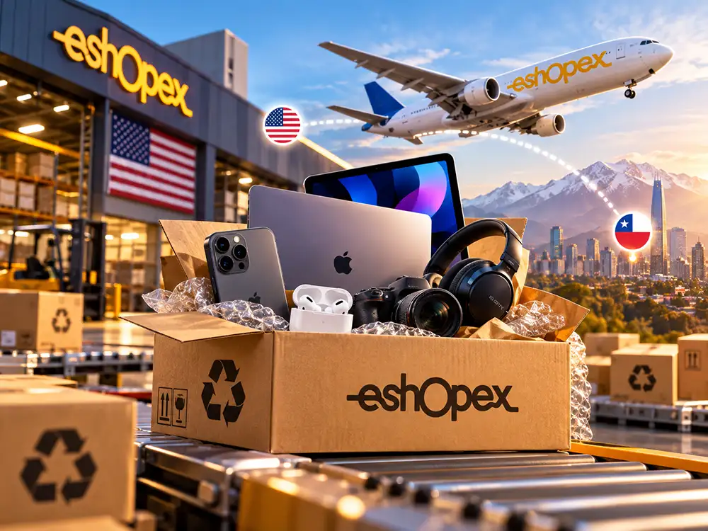 Productos reacondicionados preparados para envío desde Estados Unidos a Chile con eShopex