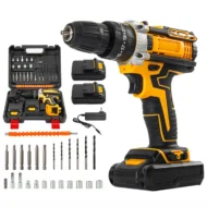 Taladro percutor inalámbrico sin escobillas kit combinado de atornillador de impacto con 2 baterías y cargador