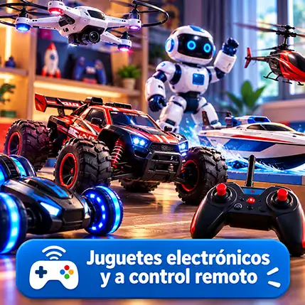 Autos a control remoto, robots y vehículos electrónicos para jugar y experimentar.