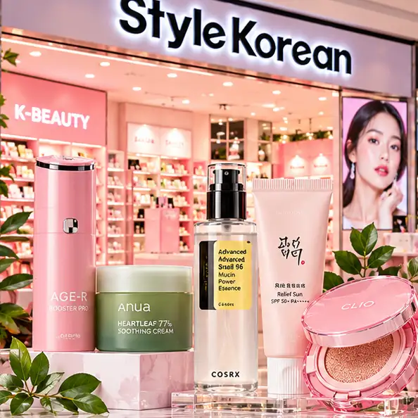 Tienda StyleKorean con cosméticos coreanos, productos faciales y maquillaje.
