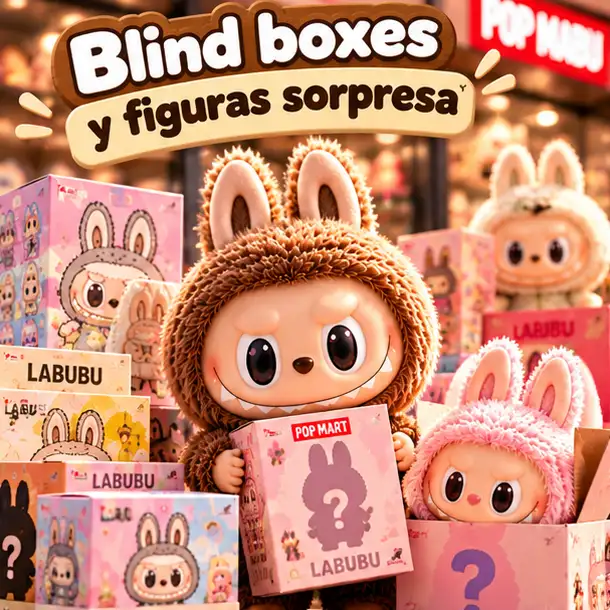 Cajas sorpresa y figuras Labubu de distintas colecciones.